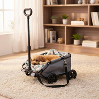 Lightweight Pet Transport Cart Portable Foldable Pet Trolley 4-Wheel Dog Wagon for Travel