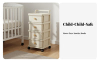 Multi-Tier Storage Cart Effortless-Pulling Drawers Plastic Drawer Cabinet on Wheels Plastic Drawer Storage Cart Strong