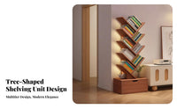 Tree Shaped Bookshelf Space-Space-Efficient Tree Bookshelf Stable Structure Floor Standing Bookcase for Students, Homeowners, Living Room, Small Areas