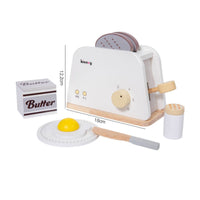 Natural Wooden Toaster Smooth Pretend Play Toaster Minimalist Playset Tabletop for Toddlers, Kids, Playroom, Nursery