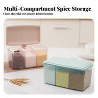 Multi-Compartment Seasoning Box Compartmentalized Design Divided Seasoning Holder with Lid Space Saving Divided Condiment Jar with Spoons