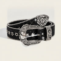 Ornate Belt with Star Eyelets Glittery Western Belt Punk Adjustable for Women, Jeans