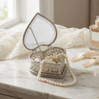 Heart-Shaped Jewelry Box Compact Small Container Dust Protection Storage Item