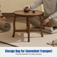 Sturdy Walnut Wood Tea Table, Folding Coffee Table for Bedroom, Windowsill, Camping, Floor Use, Portable