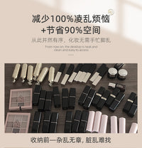 胡桃色口红收纳盒大号木质桌面唇膏唇釉眼影彩妆整理化妆品置物架 【胡桃色-两倍容量横向款】口红收纳盒（可装40-50支）