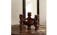 Glossy Finish Carved Figure Tray Dark Brown Sculptural Bowl Tray