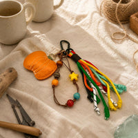 Creative Pumpkin Wool Felt Keychain Pendant DIY Phone Charm Braided Rope Keyring