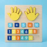 Removable Tiles Finger Arithmetic Board Recessed Slots Finger Counting Board Colorful Wooden Counting Toy for Children