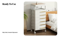 Japanese Design Plastic Drawer Cabinet Space-Saving Plastic Storage Drawers Easy to Clean Multi-Layer Storage Trolley Long-Lasting for Homeowners, Office Workers, Bedroom, Living Room, Bathroom, Kitchen
