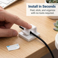 100 Pack Self Adhesive Cable Clips R- Organizers, Wire Management Clips for Home Office Desk