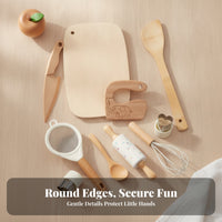 10 Pieces Kids Plaything Wooden Pretend Kitchen Set  Wooden Fine Motor Skills for Children