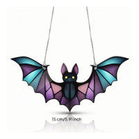 Stained-Glass Style Chiropteran Suncatcher Halloween Acrylic Chiropteran Ornament Gothic Window Decoration with Chain Spooky