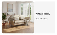 Sculptural Settee Waterproof Small Couch technical Fabric Upholstery Loveseat for Young Adults, Office Workers, Living Room, perusing corner, Bedroom