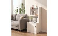 Storage Cabinet with Door Wooden Narrow Bookcase Floor-Standing Bedside Bookshelf for Kids, Bedroom, Small Areas, Living Room