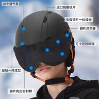 滑雪头盔雪镜一体护目镜雪盔成人儿童男女单板装备套装眼镜近视