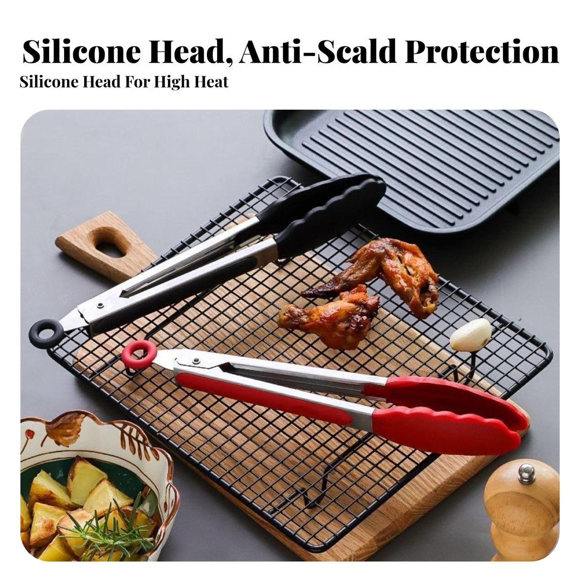 Silic Single Tip Grasping Tool S Anti-Scald Silic Single Tipped Grasping Tool S Non-Scrape Ends Safe for Home Cooks, Barbecue
