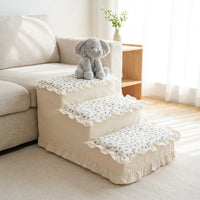 Pet Cat Dog Fabric Stairs Non-Slip Climbing Ladder Steps for Bed Sofa Patella Protection