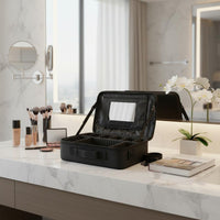 Large Capacity Professional Makeup Train Case Multi-Layer Design Portable Makeup Artist Bag Crush-Resistant Cosmetic Organizer with Adjustable Dividers for Women, Travel