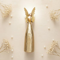 Nordic Design Golden Angel Statue Light Luxury Resin Angel Figurine Elegant Design Home Decoration Delicate Details for Christians, Collectors, Entrance Hall, Desktop, Shop Window, Office