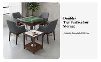 Marble Pattern Top Beverage Stand with Container Insert Sturdy Construction Tea Table Two-Tier Design Small Furniture for Mahjong Players, Homeowners, Game Room, Lounge