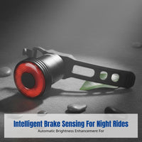 Bike Warning Light With Smart Brake Sensing, Waterproof, Type-C Charging, For Street & Trail Bikes, Night Use