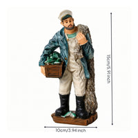 Fishermen Figurine Nautical Fishermen Statue Freestanding Ornament for Mantel