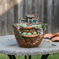 Creative Design Multi-Level Succulent Pot Artisan-Made Look Tiered House Planter Vintage Landscape Planter for Balcony