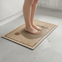 Japanese Style Cartoon Diatomaceous Earth Bath Mat Non-Slip Absorbent Quick Dry Floor Mat for Bathroom Kitchen Entryway