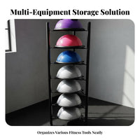 Space-Saving Exercise Ball and Mat Holder Large Capacity Vertical Exercise Ball Rack Stable Design Vertical Fitness Storage Stand Universal Fit