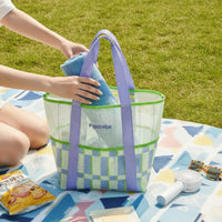 Mesh Beach Bag with Pockets Quick-Dry Mesh Tote Bag Breathable Portable for Swimmers, Gym, Travel