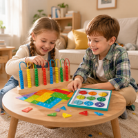Student Nine-Gear Abacus for Grades 1-4, Textbook Synchronized Math Teaching Aid, Wooden Calculation Frame for Billions Place Value