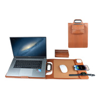 Magnetic Wireless Charger with Leather Mouse Pad and Laptop Sleeve