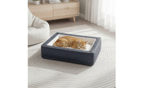 Rectangular Cat Bed Structured Cat Bed with Cushion Cozy for Small Pets, Indoor