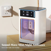 3 Speed Settings Desktop Misting Fan 7-Color LED Light Portable Air Cooler Humidifier Quiet Operation for Office Workers, Bedroom, Dorm Room