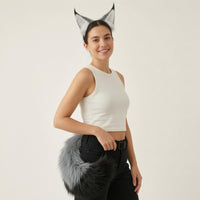 2 Pieces Animal Ears and Tail Faux Hair Feline Ears Headband with Tail Versatile for Cosplayers