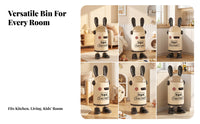 Smiling Face Bunny Ears Trash Can Translucent Lid Rabbit Trash Can Thumbs-up Graphic Decorative Bin Shoe-Shaped Feet for Home, Kitchen, Living Room