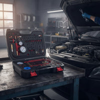 Engine Pressure Test Kit Professional Pressure Gauge Kit Portable Tester with Hose and Adapters for Mechanics, Home Mechanics, Auto Repair Shop