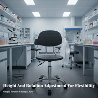 Adjustable Height Anti-Static Wheeled Stool Ergonomic Backrest Rolling Chair Back Support Roller Seat 360° Swivel Wheels for Factory Workers, Cleanroom Personnel, Laboratoryoratory Oratory, Workshop, Medical Facility, Hospital