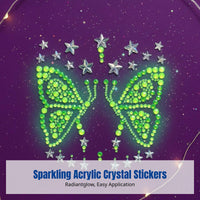 Acrylic Crystal Spine Skin Decoration Sticker, Fluorescent Art, Party, Carnival, Event, Sexy Makeup Accent