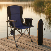High Back Camping Chair Storage Bag Portable Folding Chair Dark Material Camp Seat