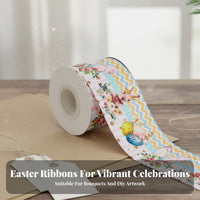 90 Meters Easter Printed Ribbon Festive Designs Easter Theme Ribbon Brilliant Colors for DIY Enthusiasts, Gift Wrapping, Party Decoration