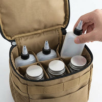 Camping Spice Bag, Outdoor Spice Organizer with 9 Jars, Leak-proof & Moisture-resistant, 16x12x14cm
