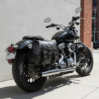Motorcycle Saddlebags Leather-Textured Motorcycle Side Bags Strap-and-Buckle Luggage for Motorcyclists
