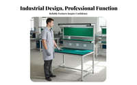 Heavy-Duty Construction Anti-Static Workbench with Light Adjustable Feet Electronics Assembly Station Resistant Workspace Repair Bench with Power Outlets for Technicians, Factory Workers, Engineers, Workshop, Workspace Oratory, Warehouse