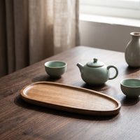 Wood Serving Tray Tray with Raised Rim Easy to Clean for Tea Time