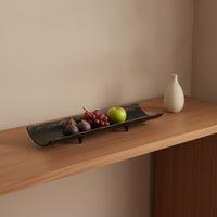 Aluminum decorative Tray with Feet Hammered serving Tray Sculptural Centerpiece Bowl for Home Stylists
