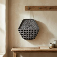 Hexagonal Wall Basket Openwork Wooden Wall Basket Decorative Storage Home Decor