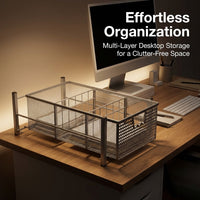 File Organiser with Metal Wire Mesh Design for Home Office and Bedroom Storage, Magazine Rack and Letter Tray Desk