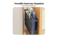 Storage Basket Drill Installation Door Holder Space Saving Metal Wire Storage Shelf for Renters, Adults, Office, Kitchen, Pantry