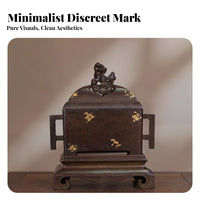 Copper Incense Holder Pedestal Base Antique Square Scent Container Side Handles Interior Ornament